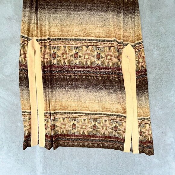 Joseph Ribkoff Gold Brown Ochre Foil Detail Short Sleeve Maxi Duster Chest 40" - Picture 7 of 9